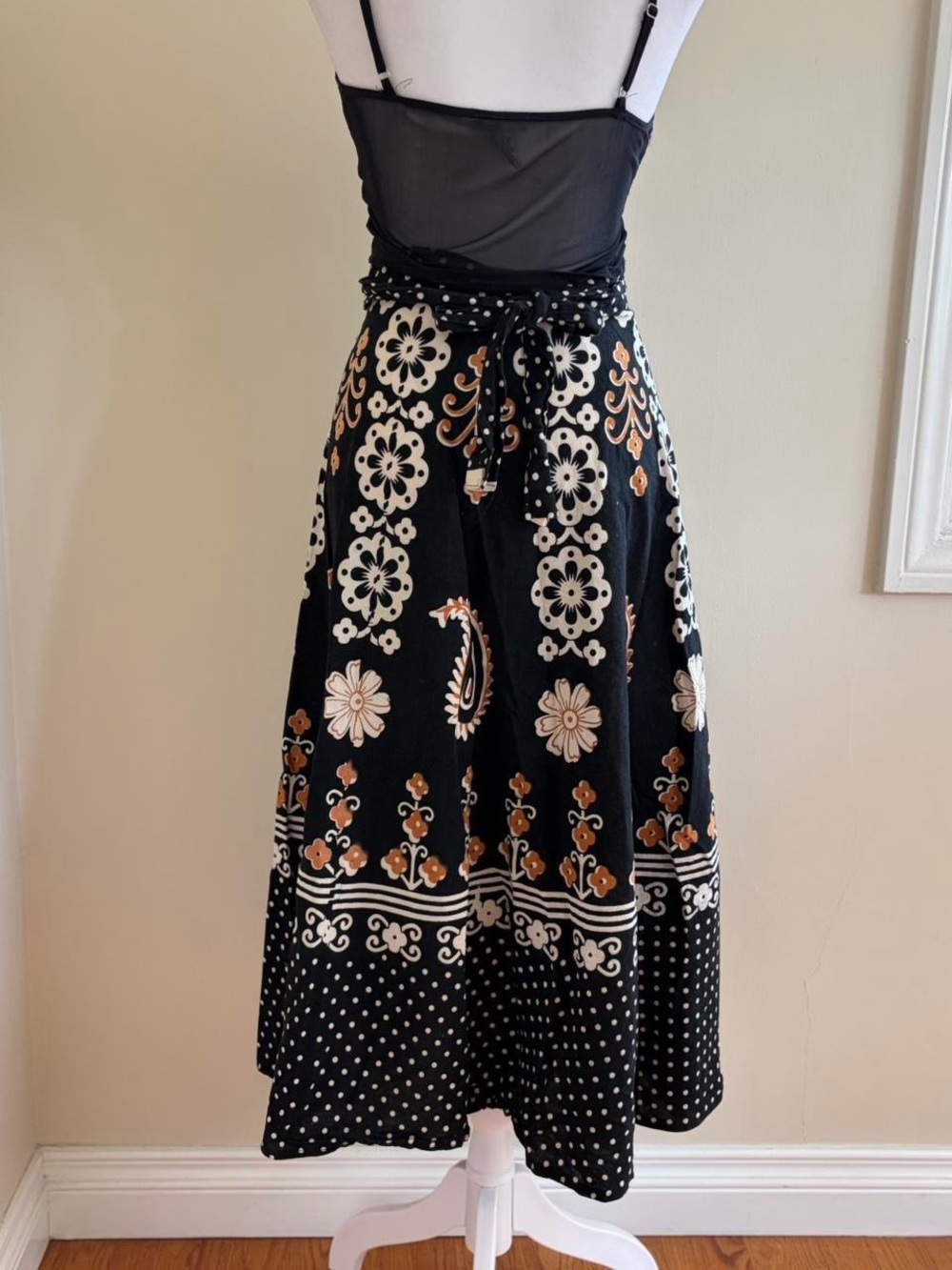 Vintage boho fairy paisley floral black skirt prairie cottagecore hippie S-M-L - Picture 7 of 10